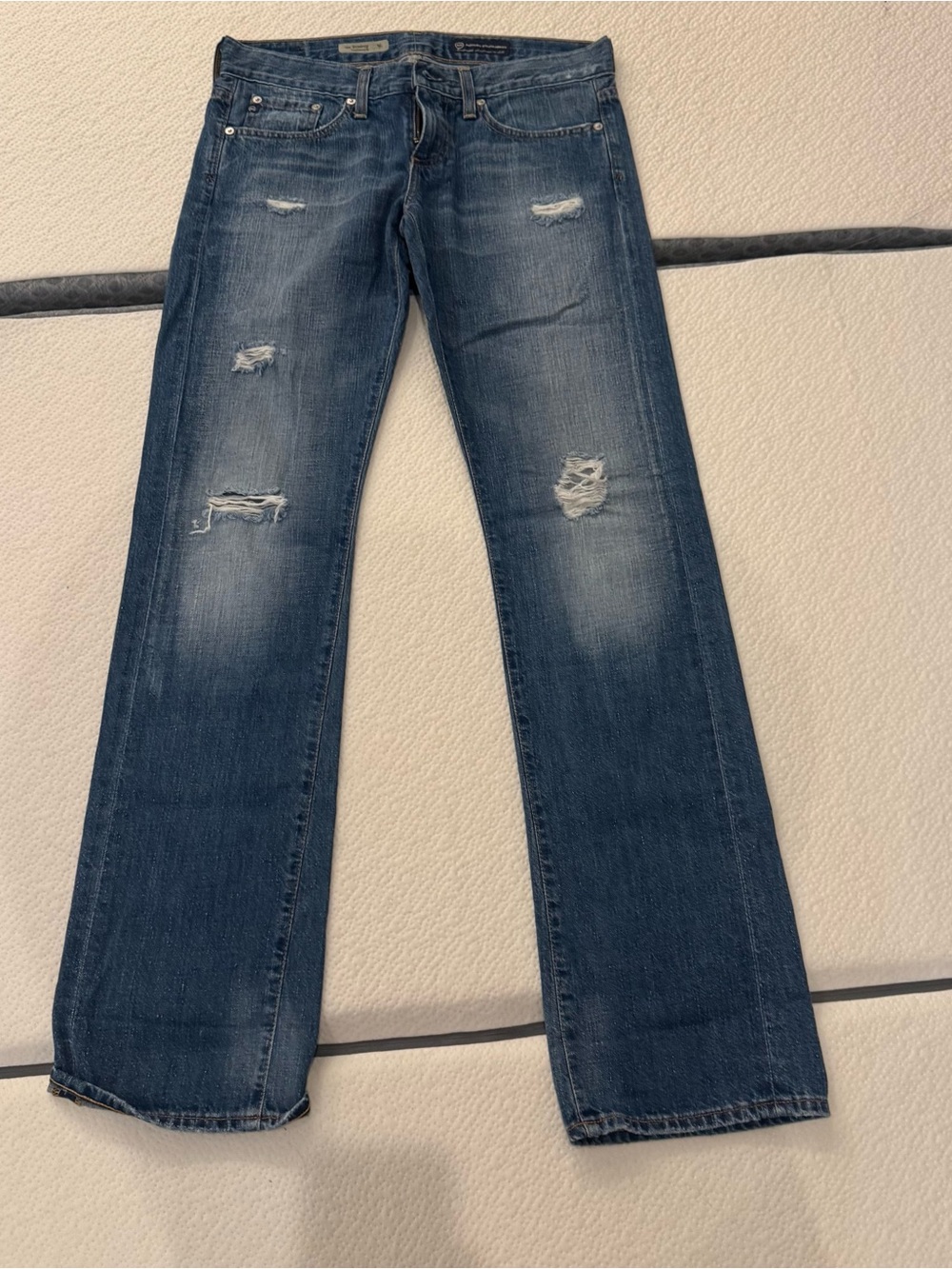 Ag Adriano Goldschmied Tomboy Boyfriend Fit Jeans - Blue with Yellow Stitching